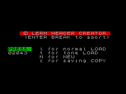 Screen from Header Creator