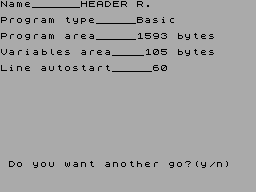Screen from Header Reader