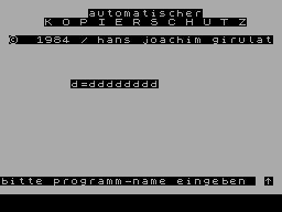 Screen from Headerless Programmschutz