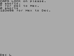 Screen from Hex to Dec Conversion