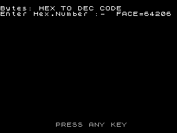 Screen from Hex to Dec Converter