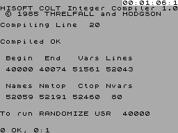 Screen from HiSoft COLT Compiler