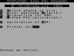 Screen from Hilderbay Professional Software