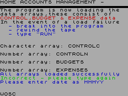 Screen from Home Accounts Management