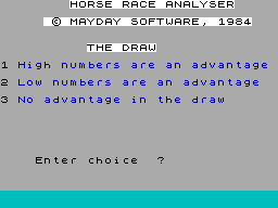 Screen from Horse Race Analyser
