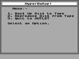 Screen from HyperBakup!