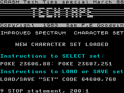 Screen from Improved Spectrum Character Set