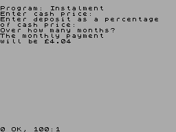 Screen from Instalment Payments