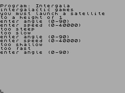 Screen from Intergalactic Games