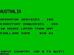 Screen from International Operator