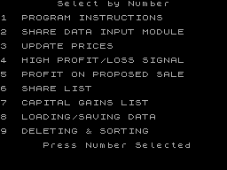 Screen from Investment Program