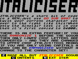 Screen from Italiciser