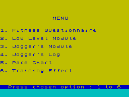 Screen from Jogger's Log