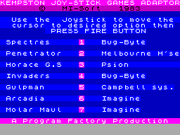 Screen from Joystick Adaptor Tape 1