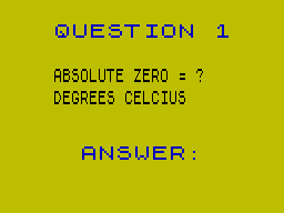 Screen from Knowledge Quiz - 9/99 Yrs