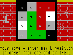 Screen from L-Game, Mastermind and Pontoon