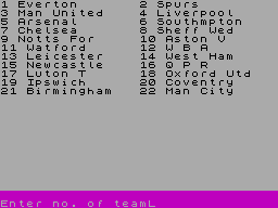 Screen from League Table