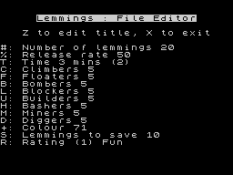 Screen from Lemmings Editor
