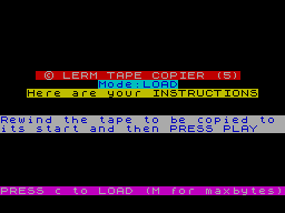 Screen from Lerm Tape Copier 5M