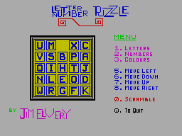 Screen from Letter Number Puzzle
