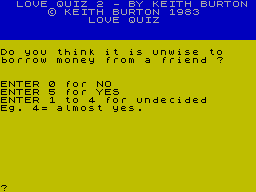 Screen from Love Quiz 2