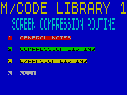 Screen from M/Code Library 1: Screen Compression