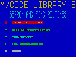 Screen from M/Code Library 5: Search and Find Routines