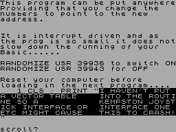 Screen from M/Code Routines