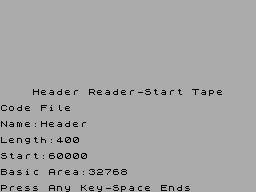 Screen from MC Header Reader