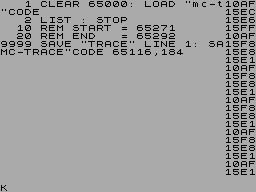 Screen from MC Trace