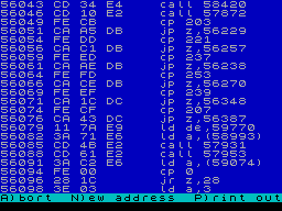 Screen from Machine Code Disassembler