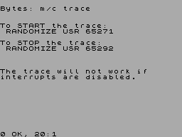 Screen from Machine Code Trace
