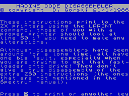 Screen from Macine Code Disassembler