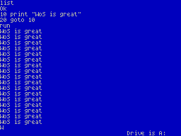 Screen from Mallard BASIC