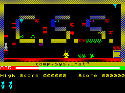 Screen from Manic Miner: comp.sys.sinclair