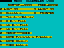 Screen from Mega Assembler