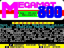 Screen from Megamat 800