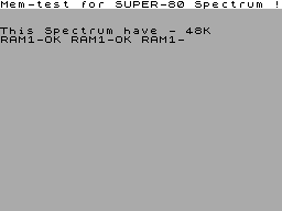 Screen from Mem-Test for Super-80 Spectrum