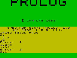 Screen from Micro-PROLOG