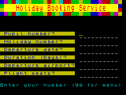 Screen from The Micro at Work Software Cassette 1