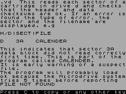 Screen from Microdrive Repair Utility