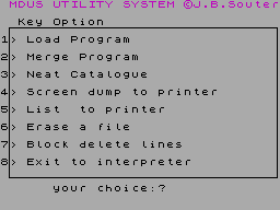 Screen from Microdrive Utility System