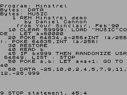 Screen from Minstrel