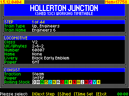 Screen from Model Railway Timetable Software