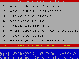 Screen from Modem