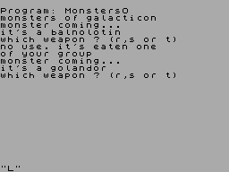 Screen from Monsters of Galacticon