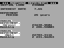 Screen from Mortgage Repayments