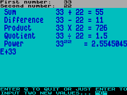 Screen from Multicalc