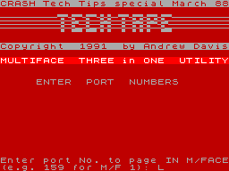 Screen from Multiface Three in One Utility