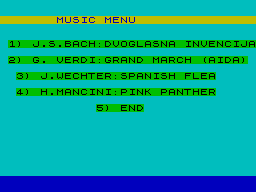 Screen from Music Menu